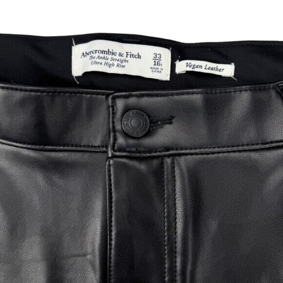 ABERCROMBIE & FITCH Ankle Straight Ultra High Rise Vegan Leather Pant 33 SHORT - Picture 5 of 7
